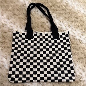 Black and White Checkered Tote Bag